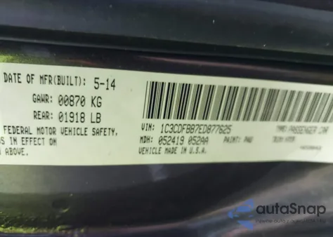 2014 Dodge Dart Sxt from USA, damaged, VIN 1C3CDFBB7ED877625